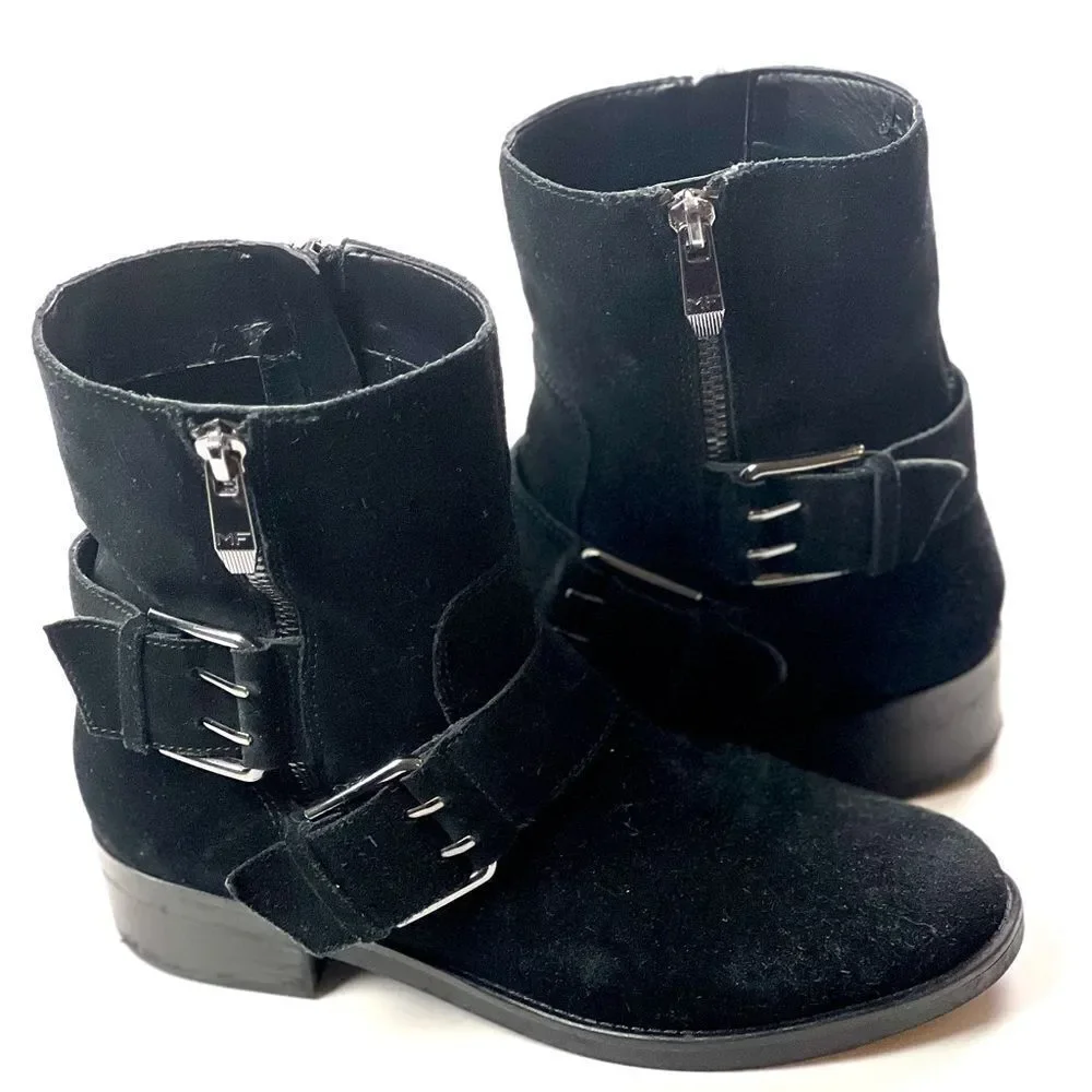 Marc Fisher Black Parole Buckle Moto Boots